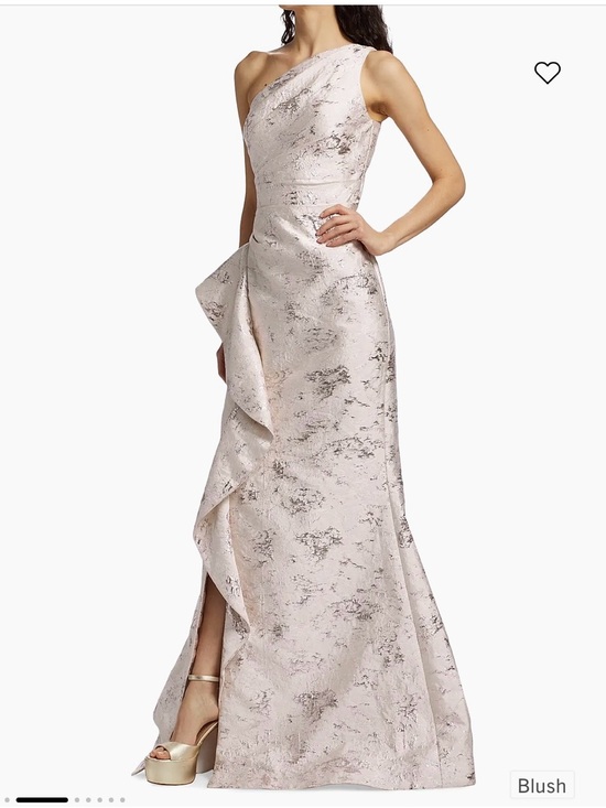 Teri Jon Dresses & Skirts - Teri Jon Blush One-Shoulder Ruffled Evening Gown